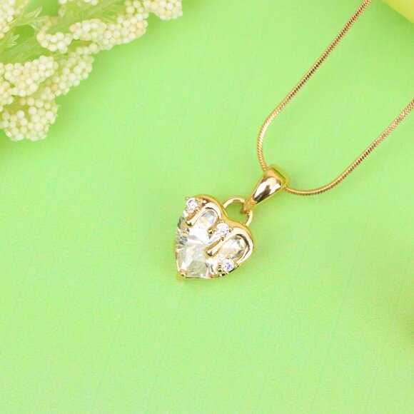 "Heart Drip White Pendant in Gold Finish Stylish Jewelry, XPPT1696 - Picture 5 of 13